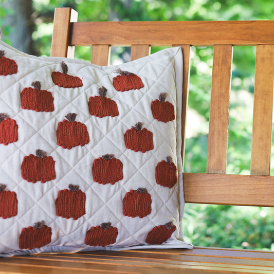 Pumpkin Patch Quilted Pillow Cover